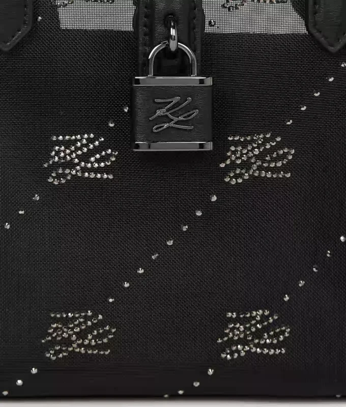 K/Autograph padlock rhinestone tote bag