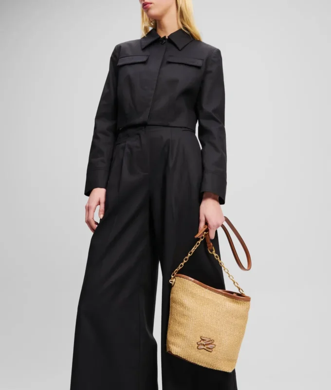 K/Autograph vævet lille bucket bag