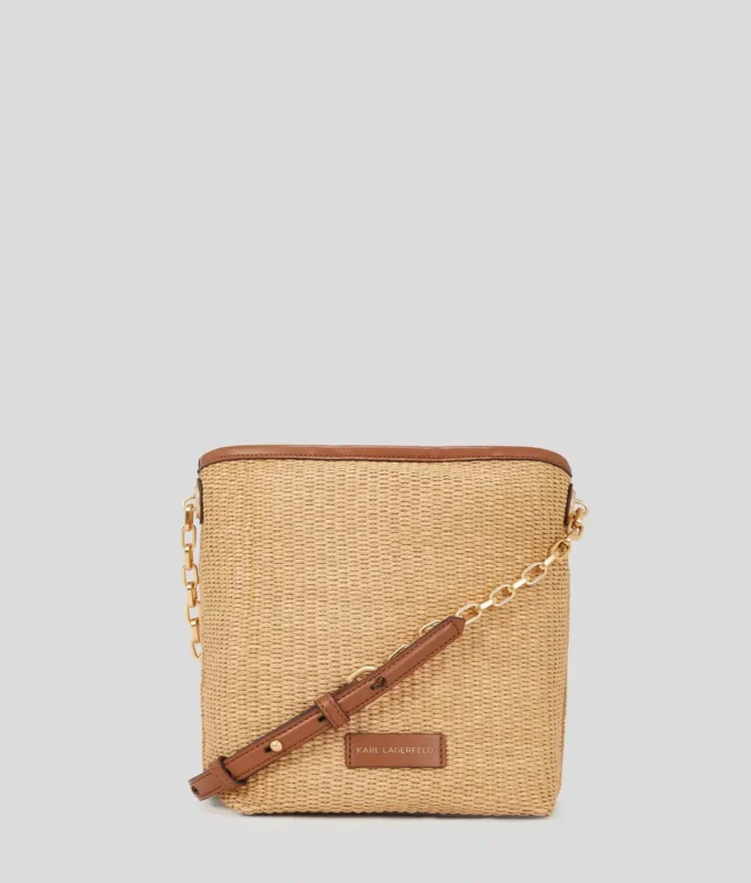 K/Autograph vævet lille bucket bag