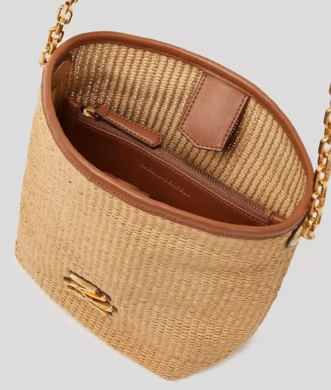 K/Autograph vævet lille bucket bag