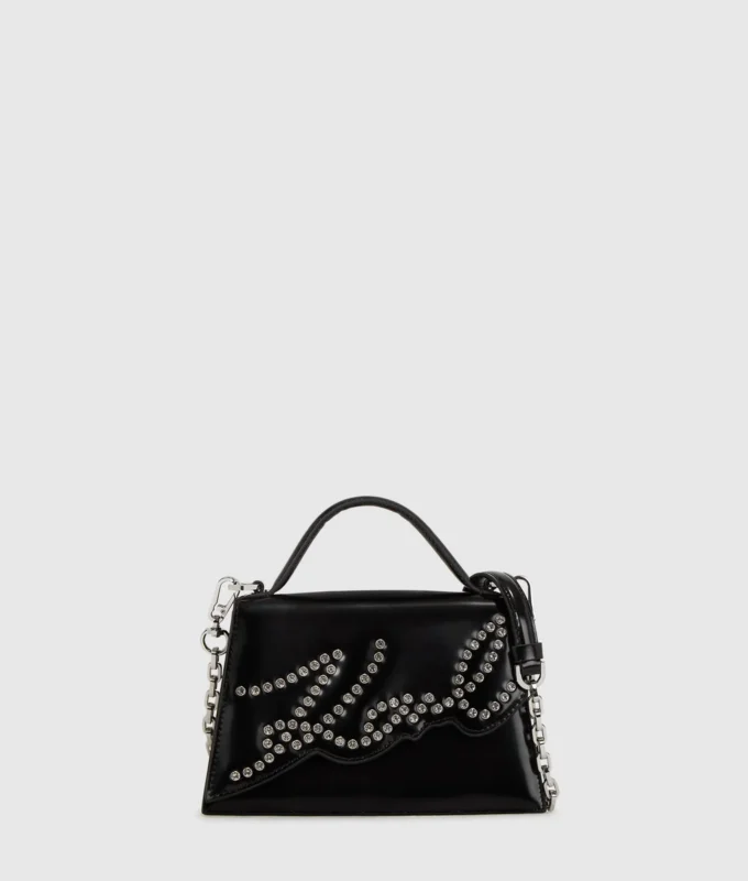 K/Signature lille crossbody-taske med nitter