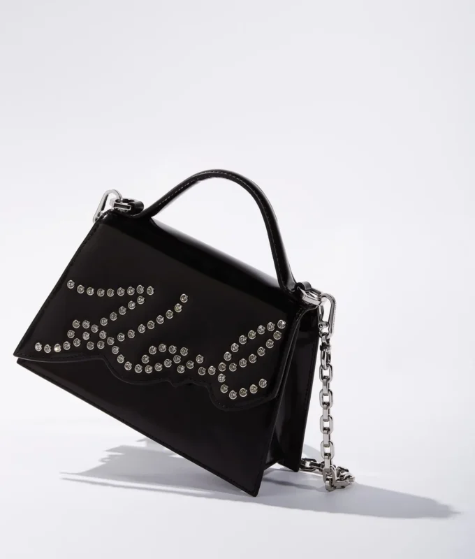 K/Signature lille crossbody-taske med nitter