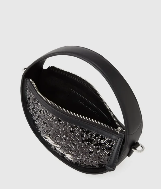 K/Signature rund crossbody-taske med pailletter