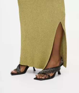Karmel slingbacks med frynser og hæl