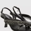 Karmel slingbacks med frynser og hæl