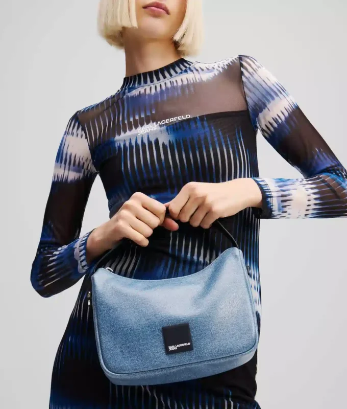 KLJ BOX LOGO COATED MINI HOBO BAG