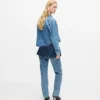 Lagdelte jeans med høj talje og lige ben