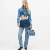 Lagdelte jeans med høj talje og lige ben
