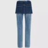 Lagdelte jeans med høj talje og lige ben