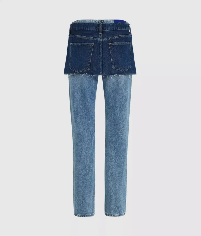 Lagdelte jeans med høj talje og lige ben