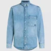 Langærmet denimskjorte