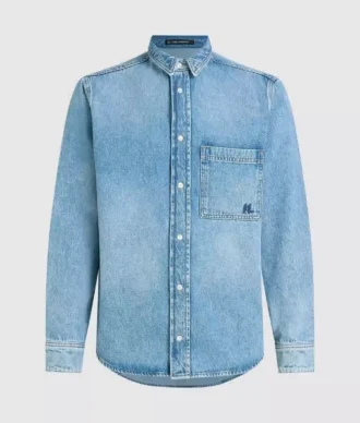Langærmet denimskjorte