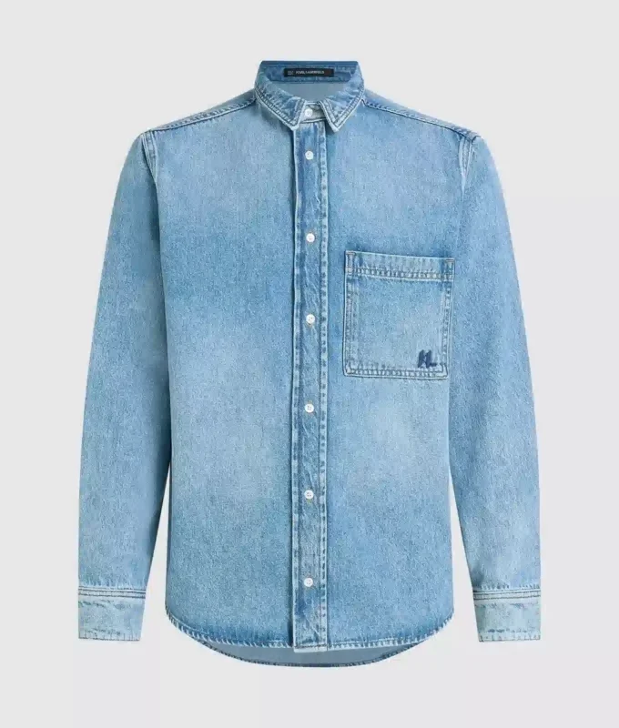 Langærmet denimskjorte