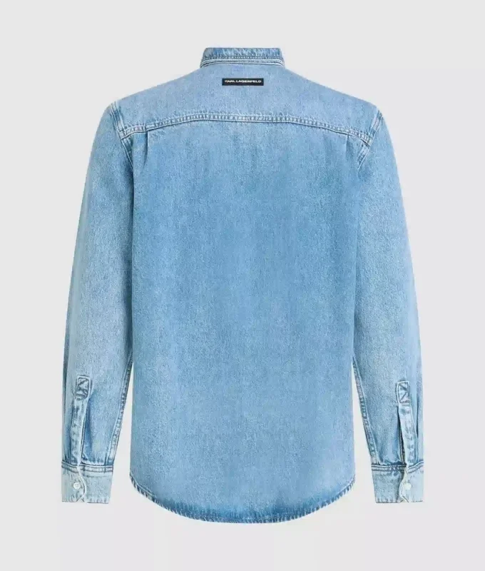 Langærmet denimskjorte