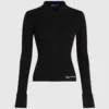 Langærmet strikket poloshirt