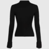 Langærmet strikket poloshirt