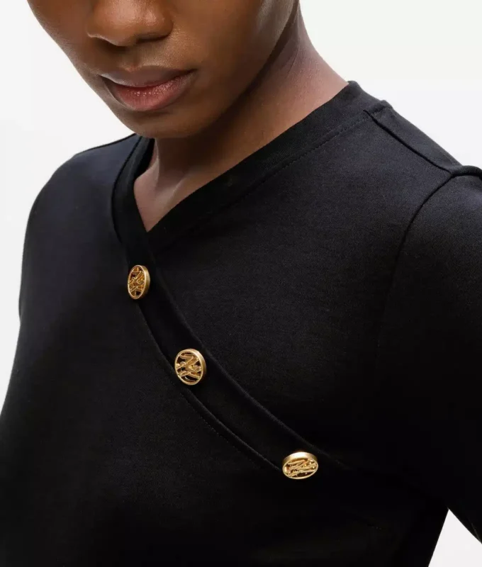 Langærmet T-shirt med knapdetaljer