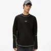 Langærmet T-shirt med kontrastsyninger