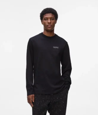 Langærmet T-shirt med logo-patch