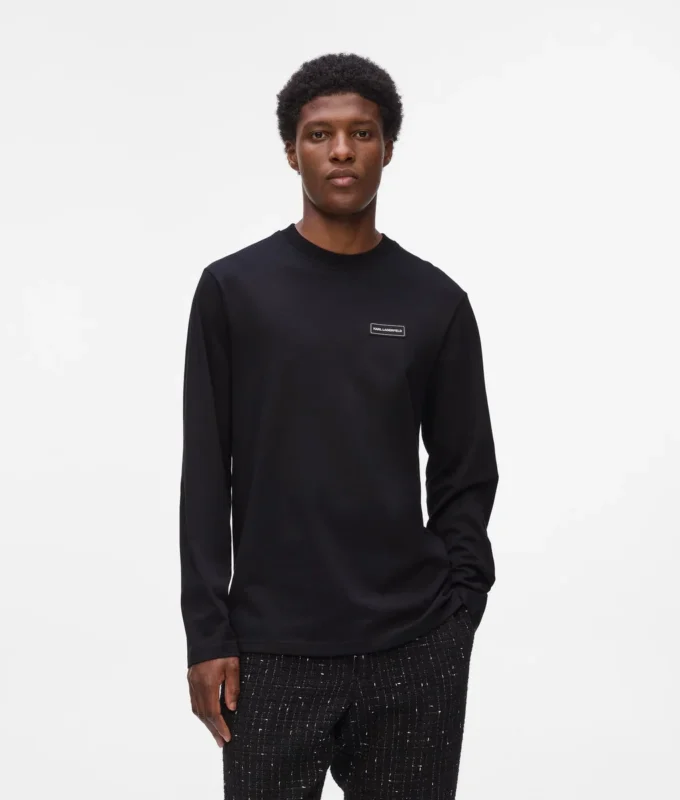 Langærmet T-shirt med logo-patch