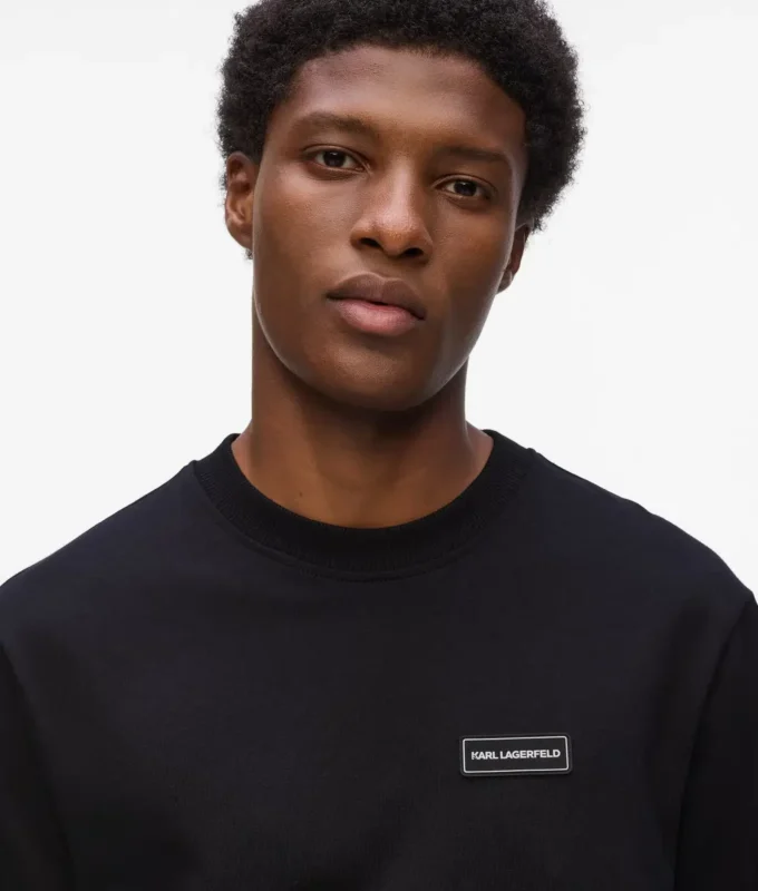 Langærmet T-shirt med logo-patch