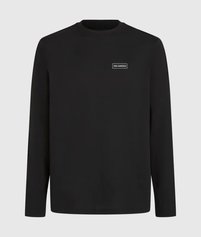 Langærmet T-shirt med logo-patch