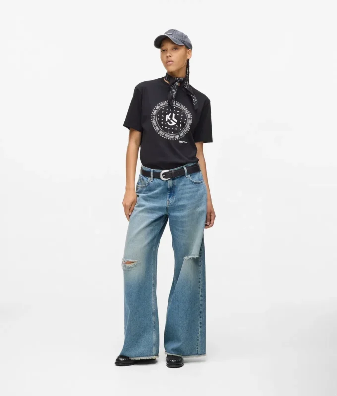 Lavtaljede jeans med brede ben