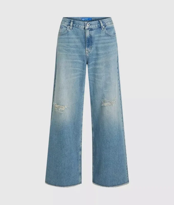 Lavtaljede jeans med brede ben