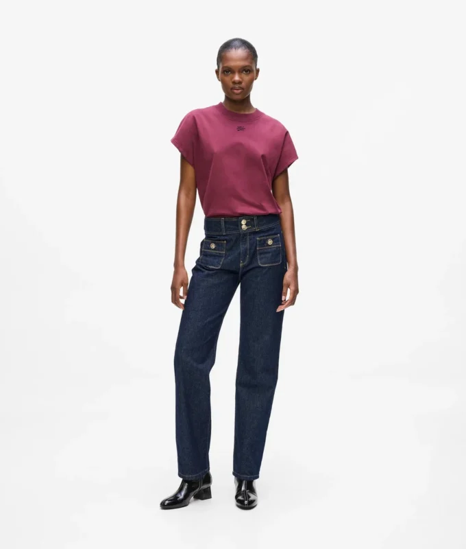 Lige jeans med knapdetaljer