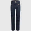 Lige jeans med knapdetaljer