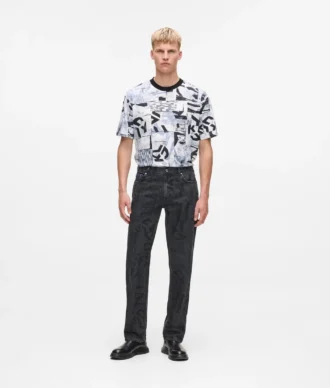 Lige jeans med monogram overalt