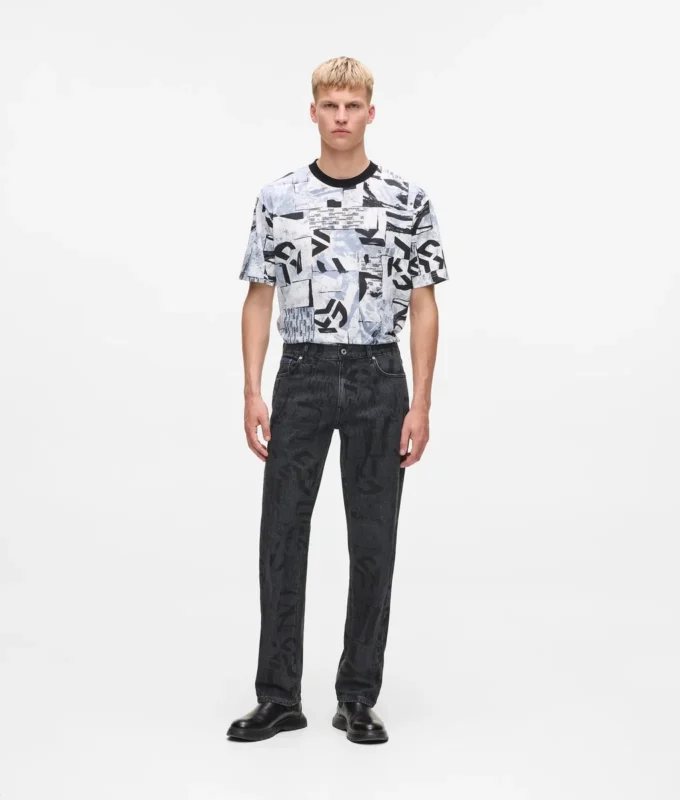 Lige jeans med monogram overalt