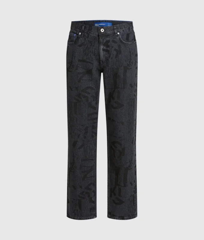 Lige jeans med monogram overalt
