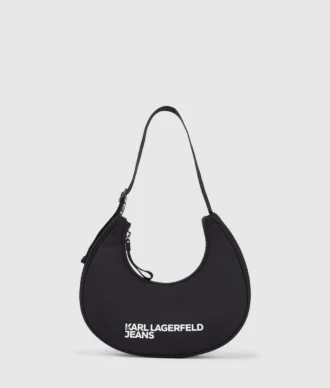 Logo nylon skuldertaske med månesilhuet