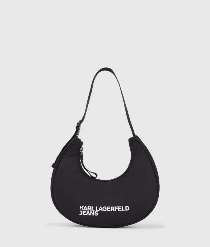 Logo nylon skuldertaske med månesilhuet