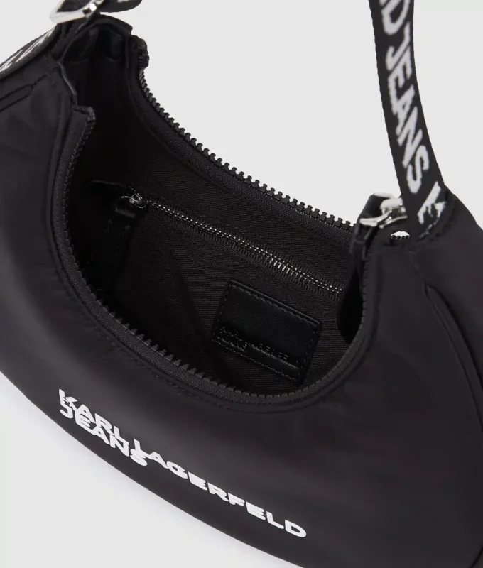Logo nylon skuldertaske med månesilhuet