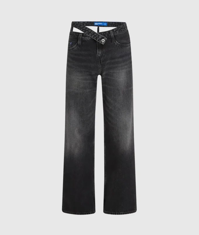 Løstsiddende jeans med udskæring i taljen