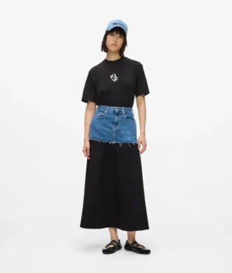 Maxinederdel med denimpanel