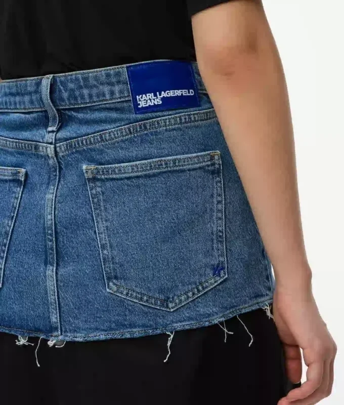 Maxinederdel med denimpanel
