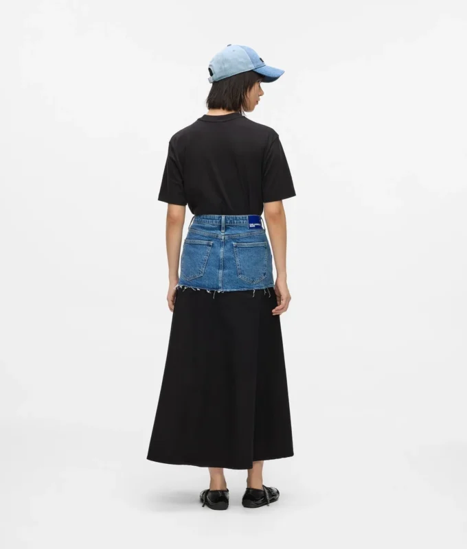 Maxinederdel med denimpanel
