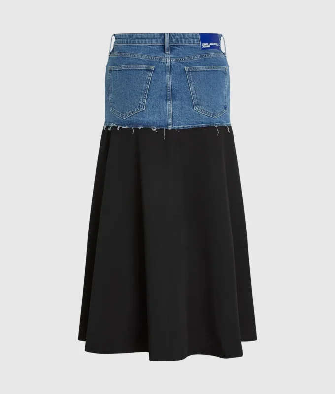 Maxinederdel med denimpanel