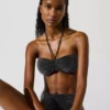 Metallisk bandeau-bikinitop