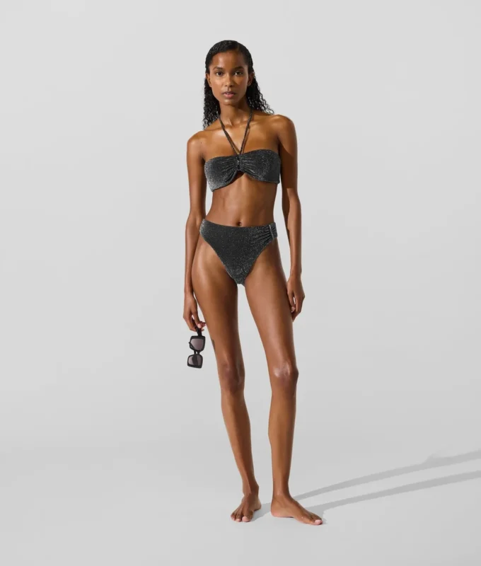 Metallisk bandeau-bikinitop
