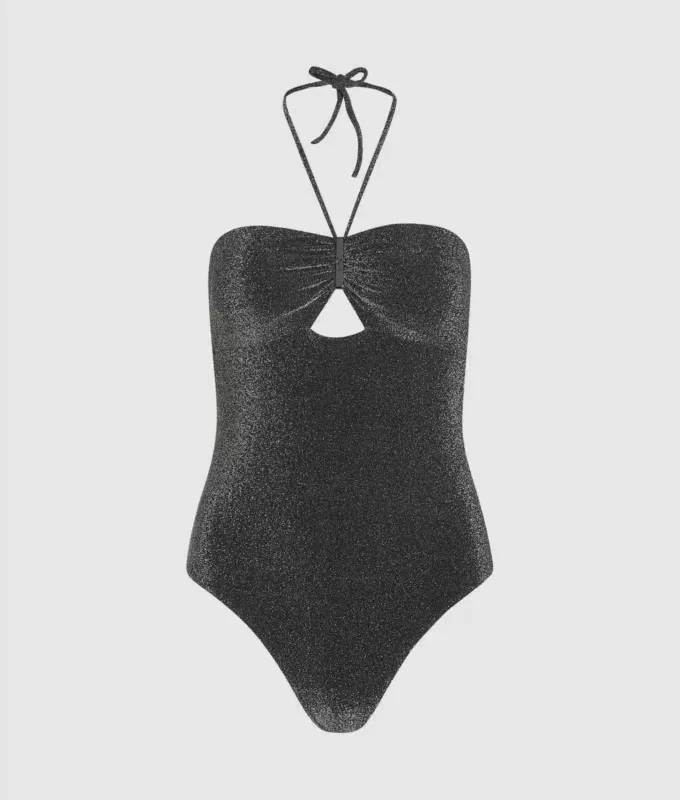 Metallisk halterneck-badedragt