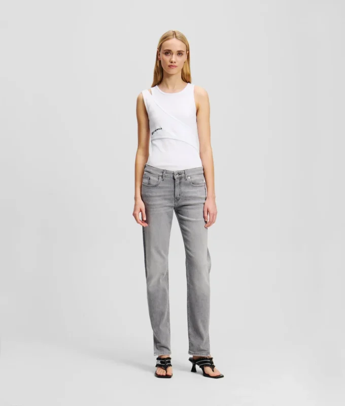 MID-RISE SPLIT-HEM SLIM JEANS