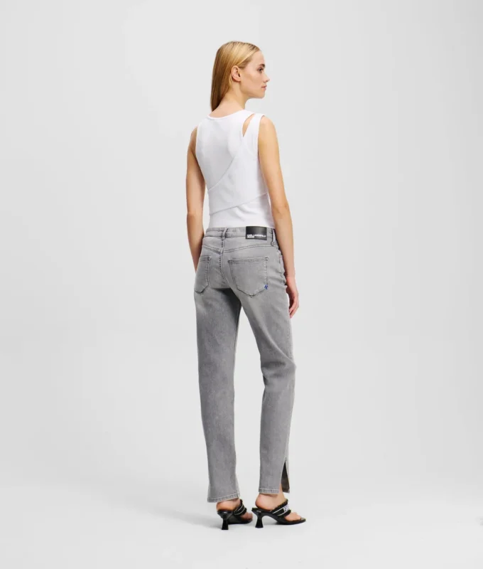 MID-RISE SPLIT-HEM SLIM JEANS