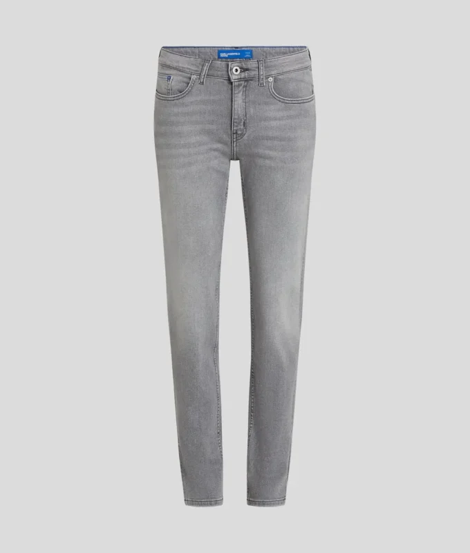 MID-RISE SPLIT-HEM SLIM JEANS