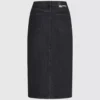 Midi-denimskørt med snøring
