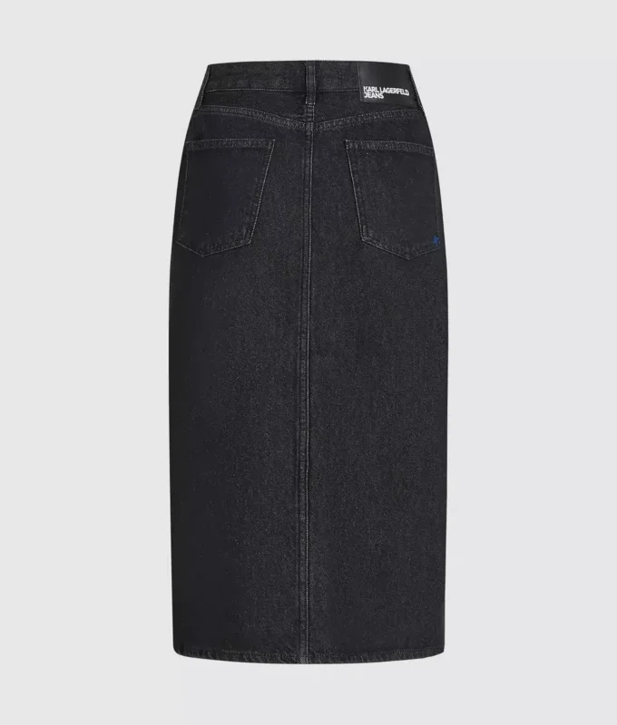 Midi-denimskørt med snøring