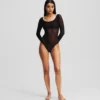 MONOGRAM LANGÆRMET MESH-BODYSUIT